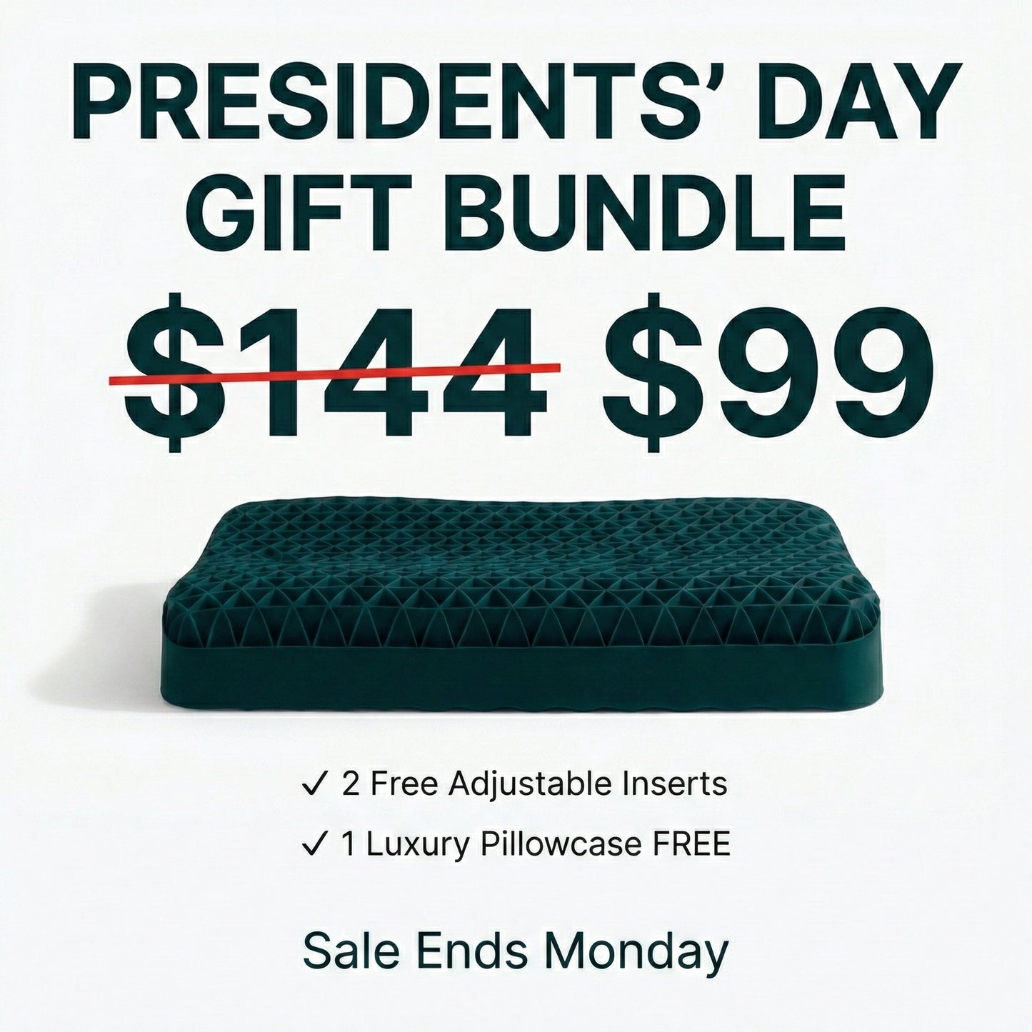 President's Day Gift Bundle (Free Pillow Case + 2 Height+ Inserts)